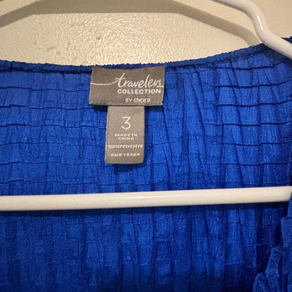Travelers by Chico Cobalt Blue Textured Open Cardigan Size 3 (XL) - Picture 3 of 3